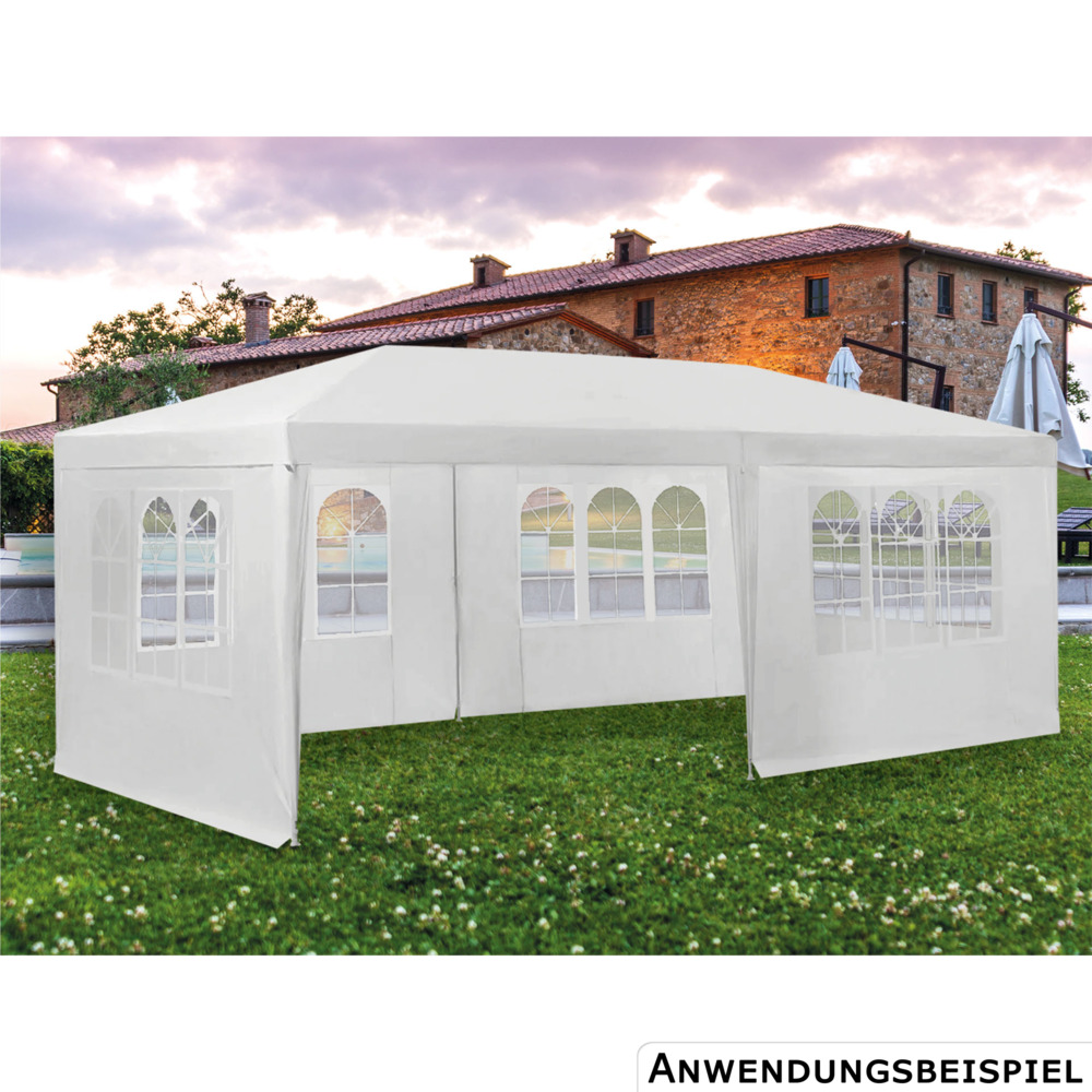 Zelt 6x4m Weiss mit Sichtfenster